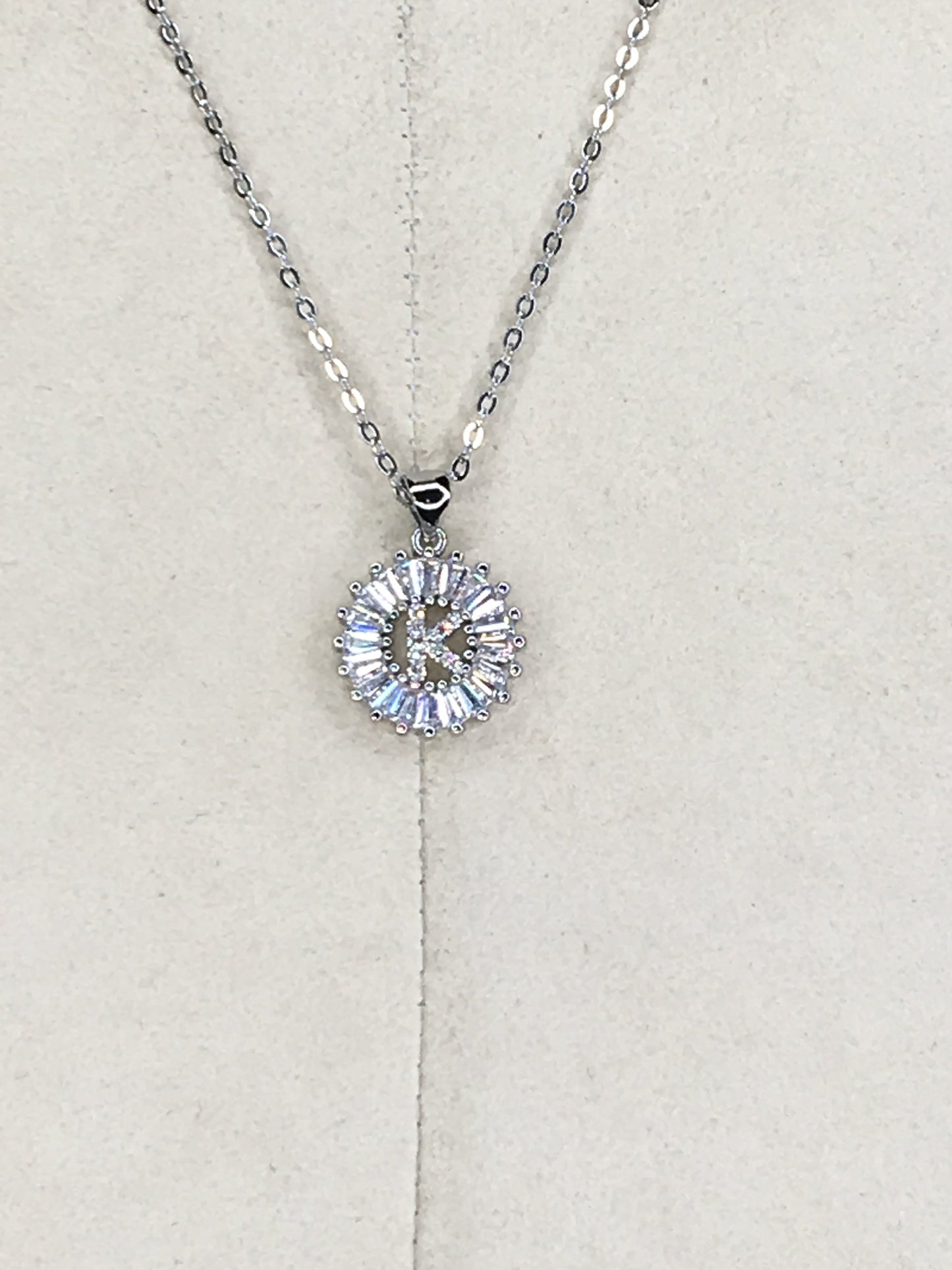 Silver Baguette Initial Necklace