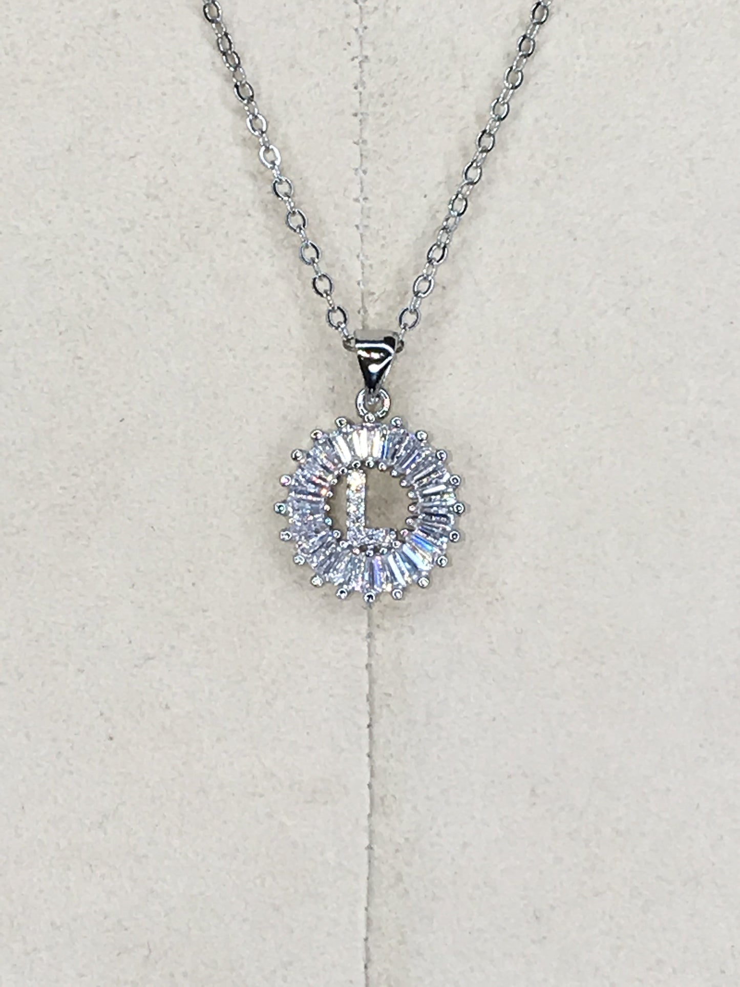 Silver Baguette Initial Necklace