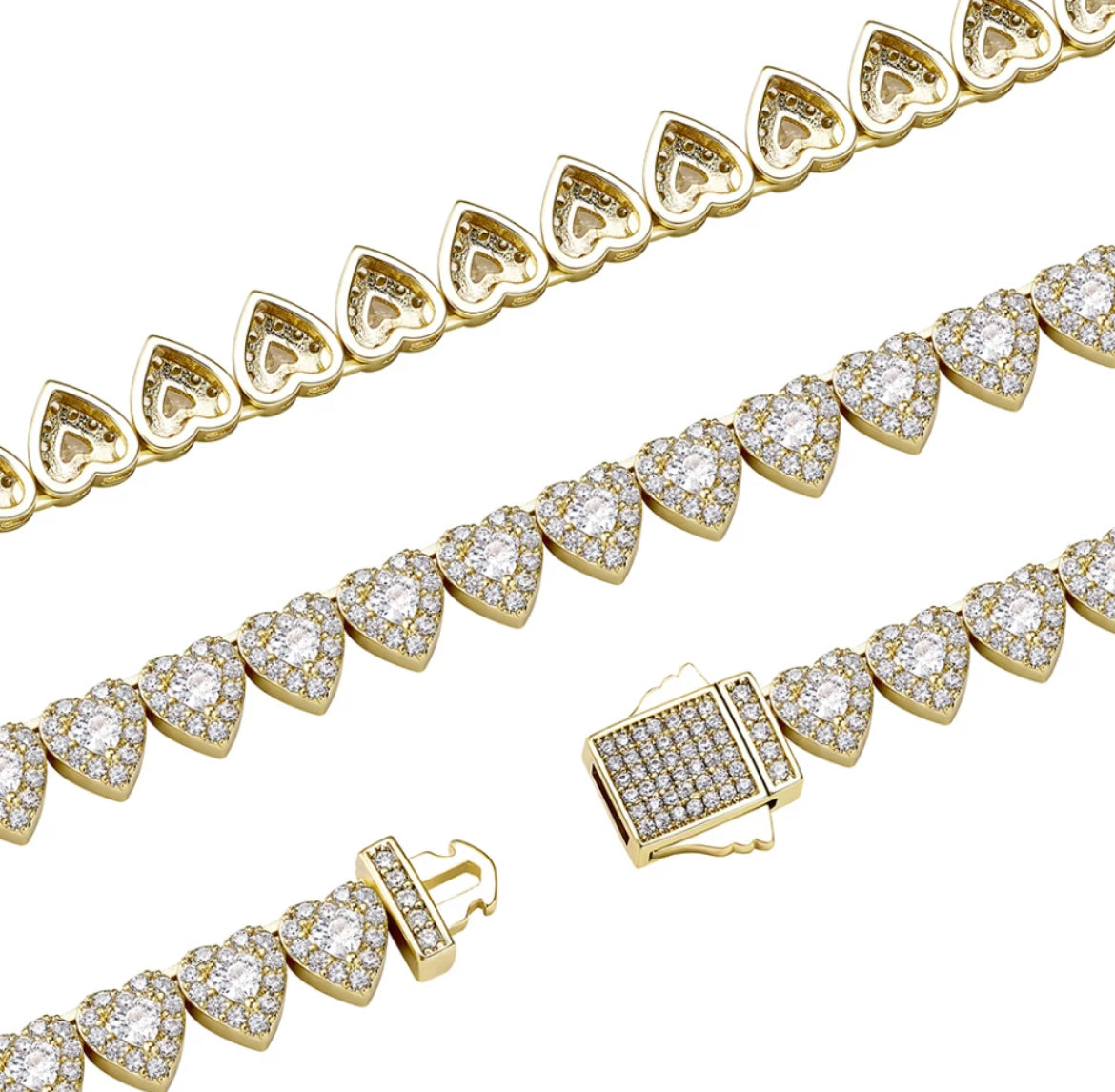 Heart Shaped Tennis Necklace