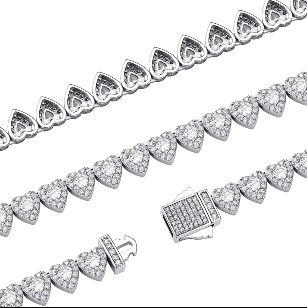 Heart Shaped Tennis Necklace