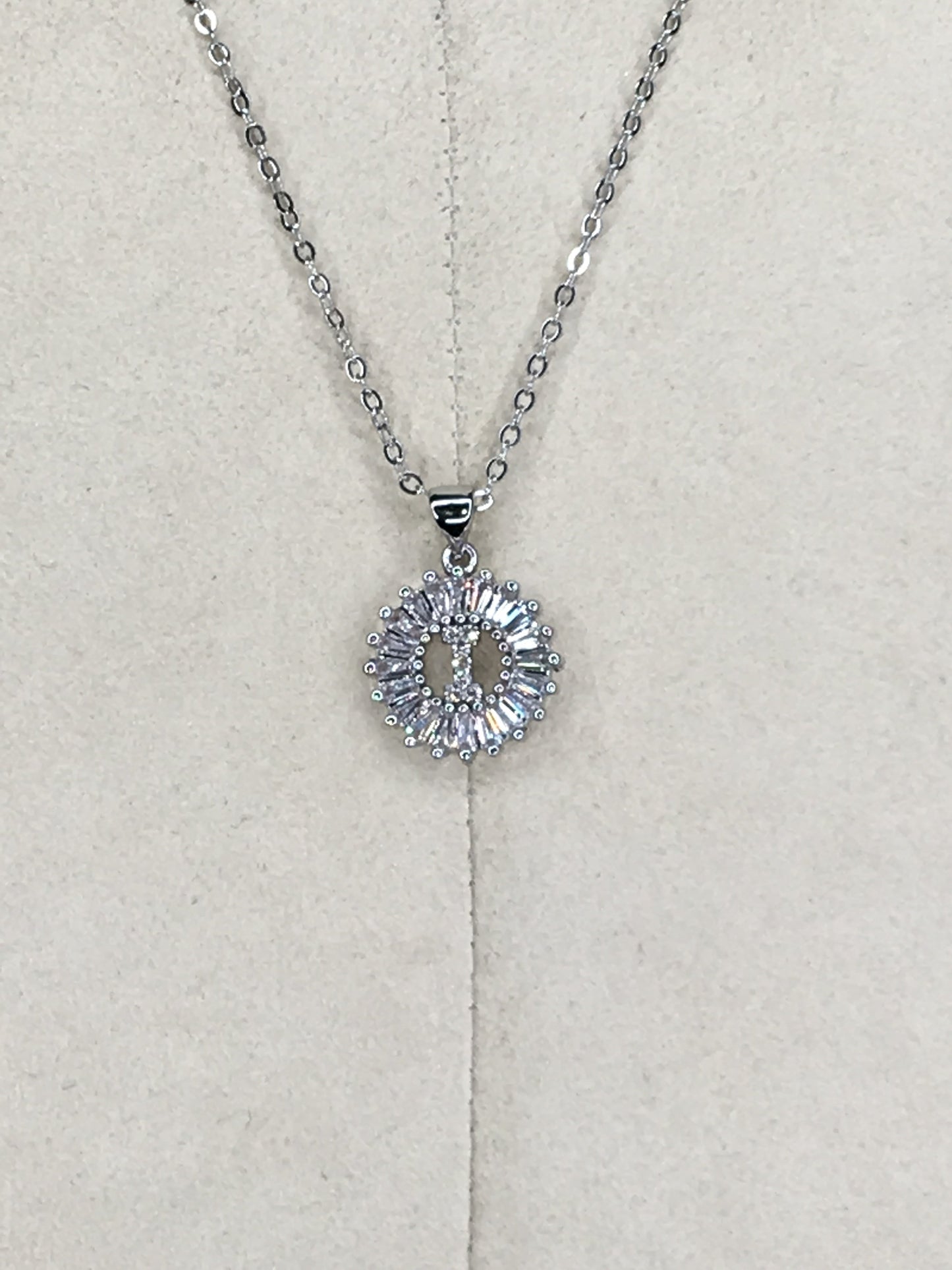 Silver Baguette Initial Necklace