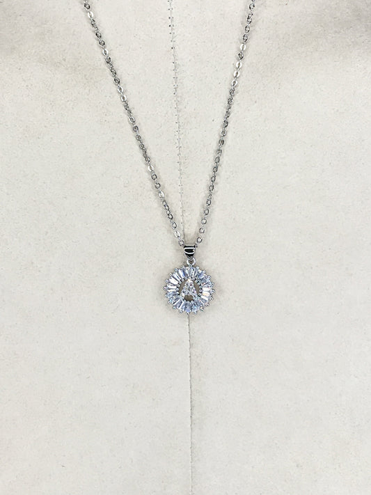 Silver Baguette Initial Necklace