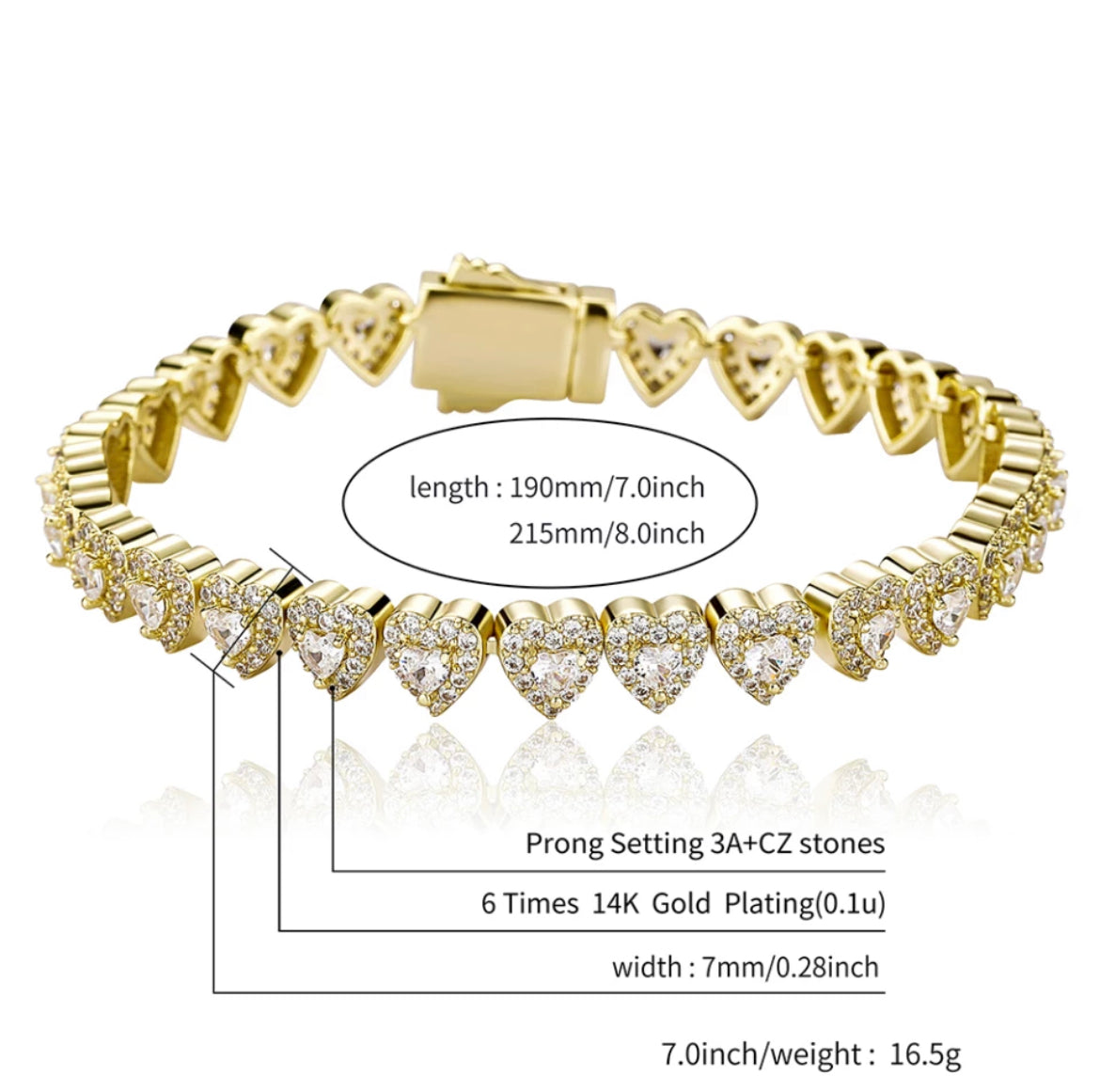 Heart shaped Tennis Bracelet