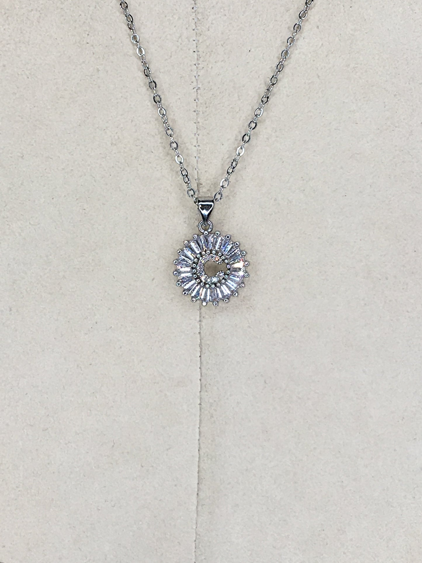 Silver Baguette Initial Necklace