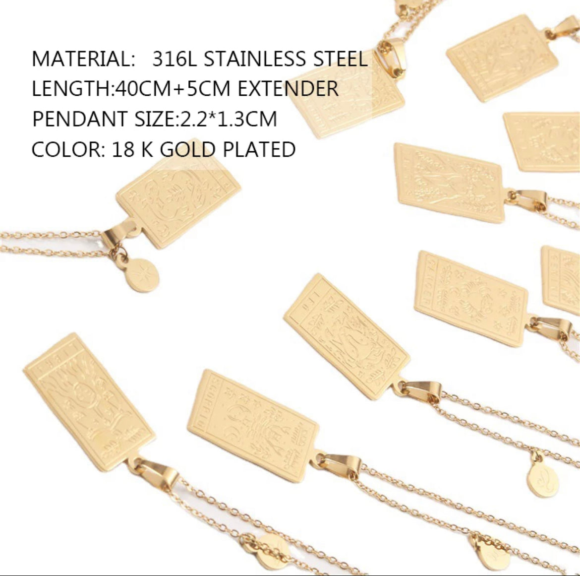 Square Pendant Zodiac Necklace