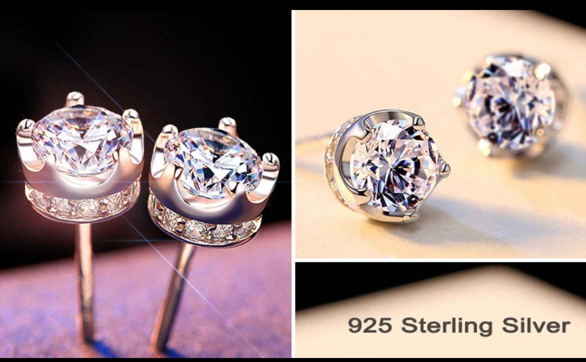 925 Silver Crown Studs
