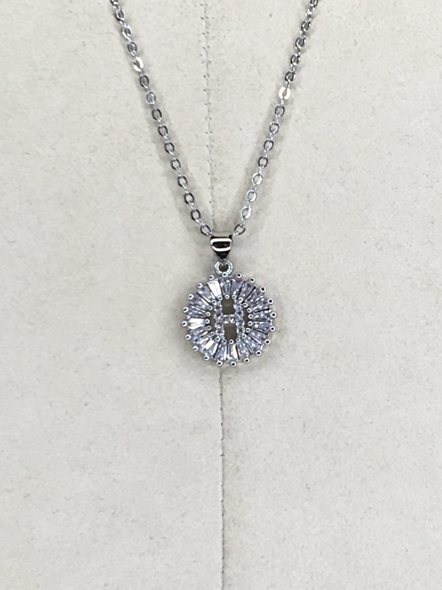 Silver Baguette Initial Necklace