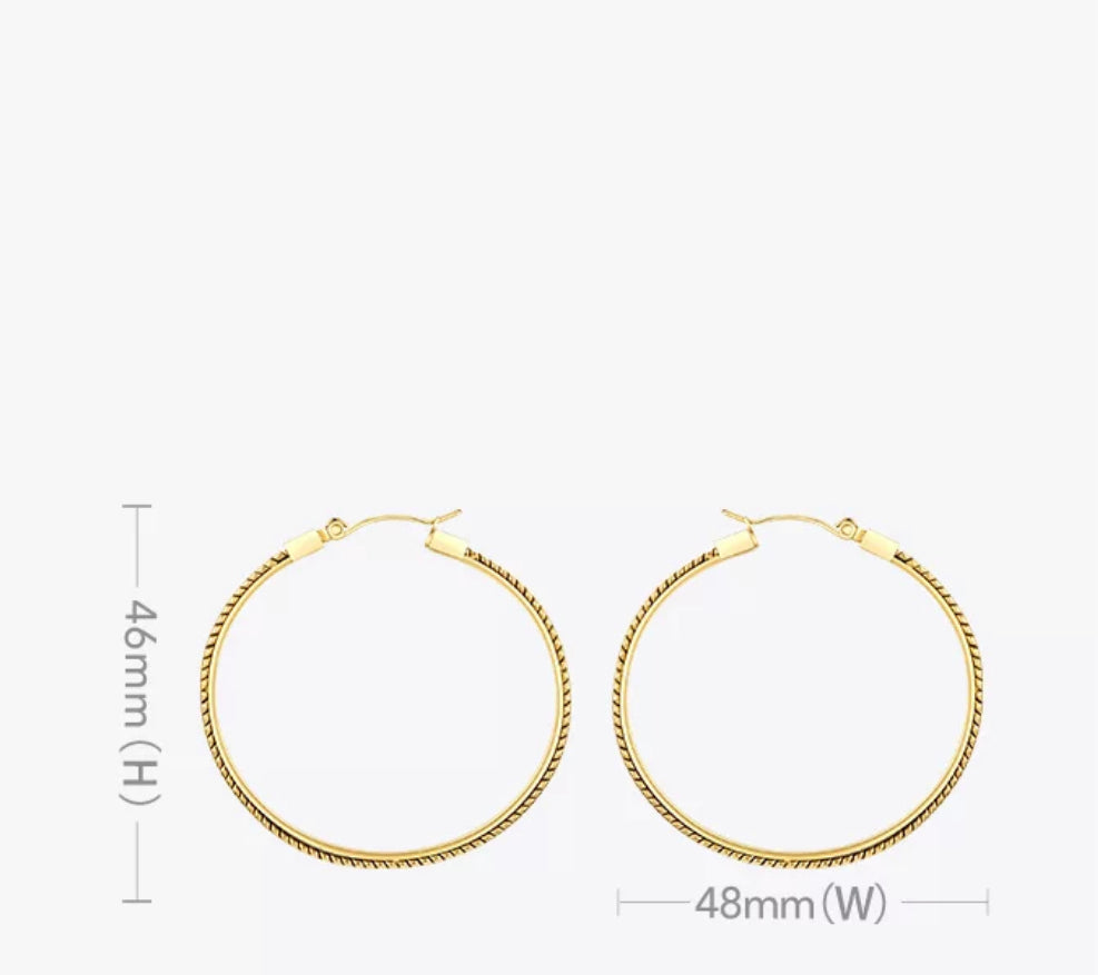 Gold Herringbone Hoops