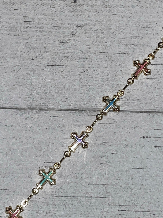 Rainbow Cross Anklet