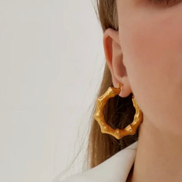 Golden Bamboo Hoop Earring