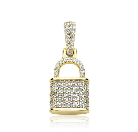Sterling Silver Pave Lock Necklace