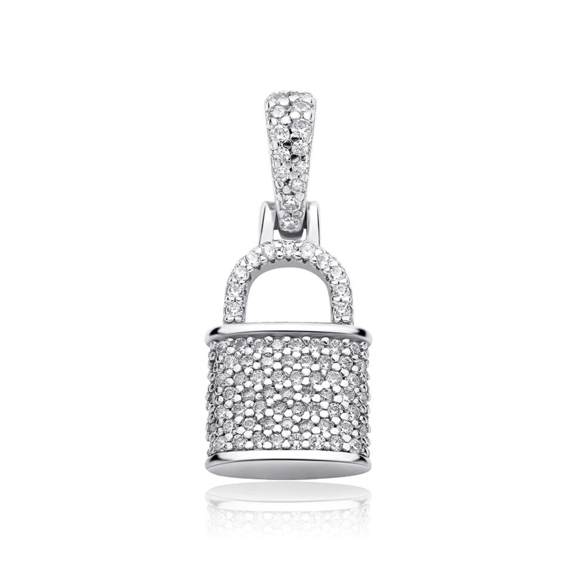 Sterling Silver Pave Lock Necklace