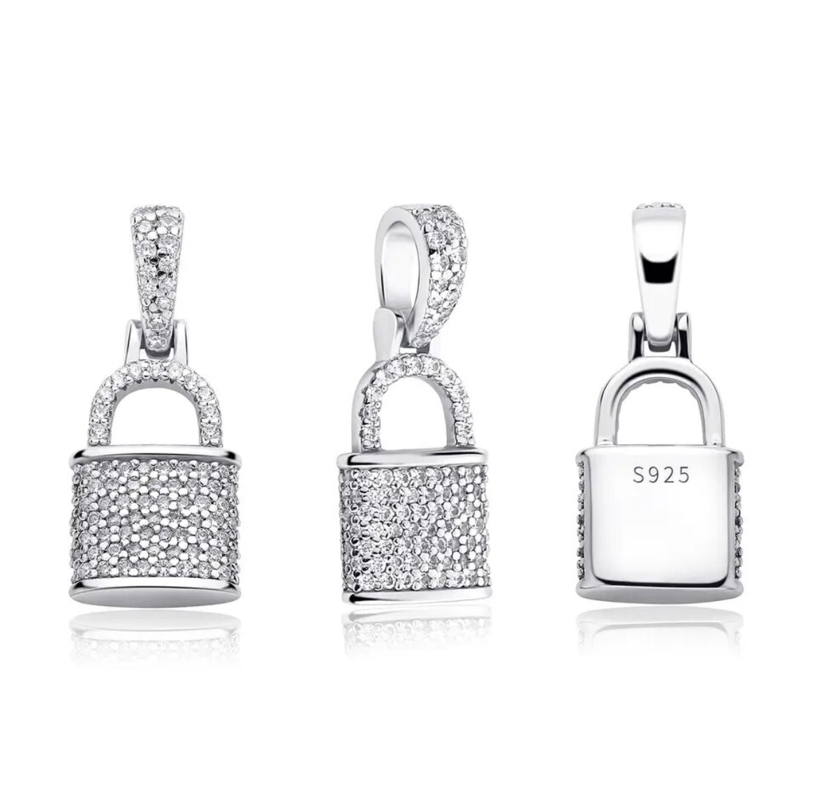 Sterling Silver Pave Lock Necklace