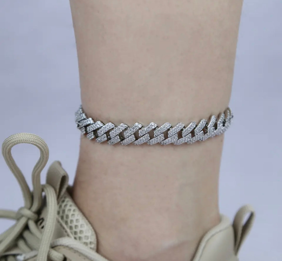 Chunky Metal  Pave Anklet