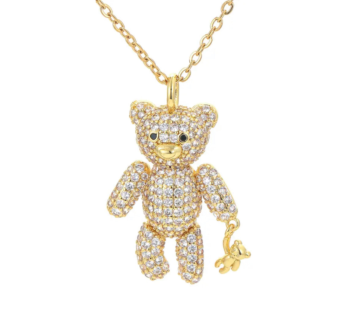 Pave Teddy Bear Necklace
