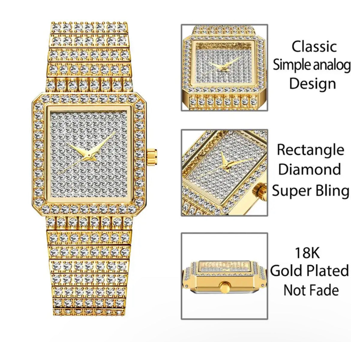 Icy Square Face Wrist Watch