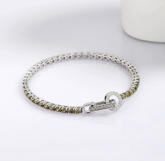 925 Olive Green Loop Tennis Bracelet