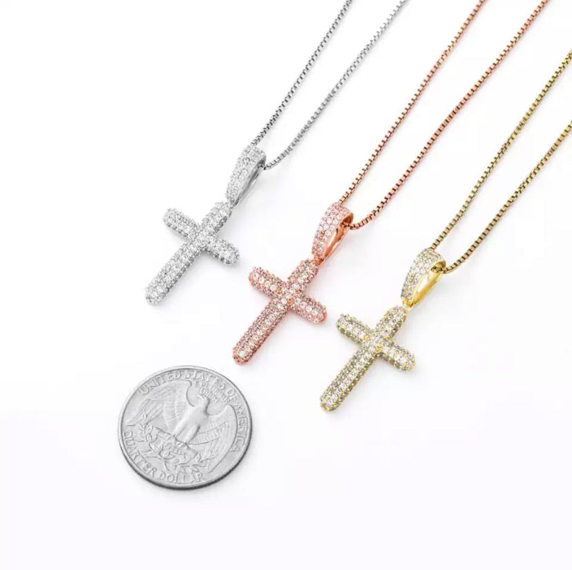 925 Silver Mini Pave Cross