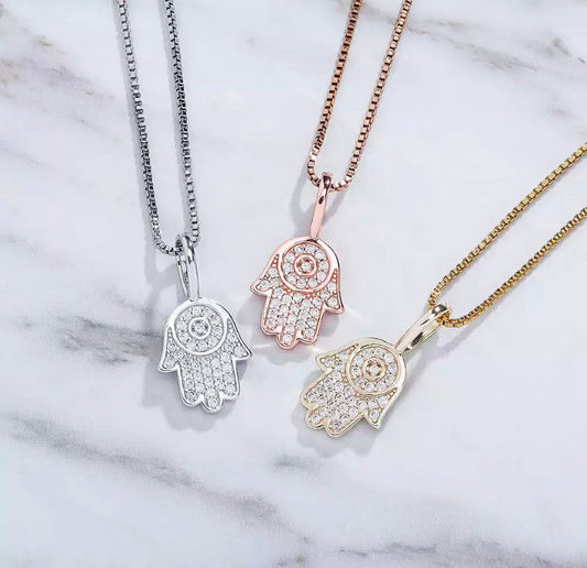 925 Silver Mini Hamsa Necklace