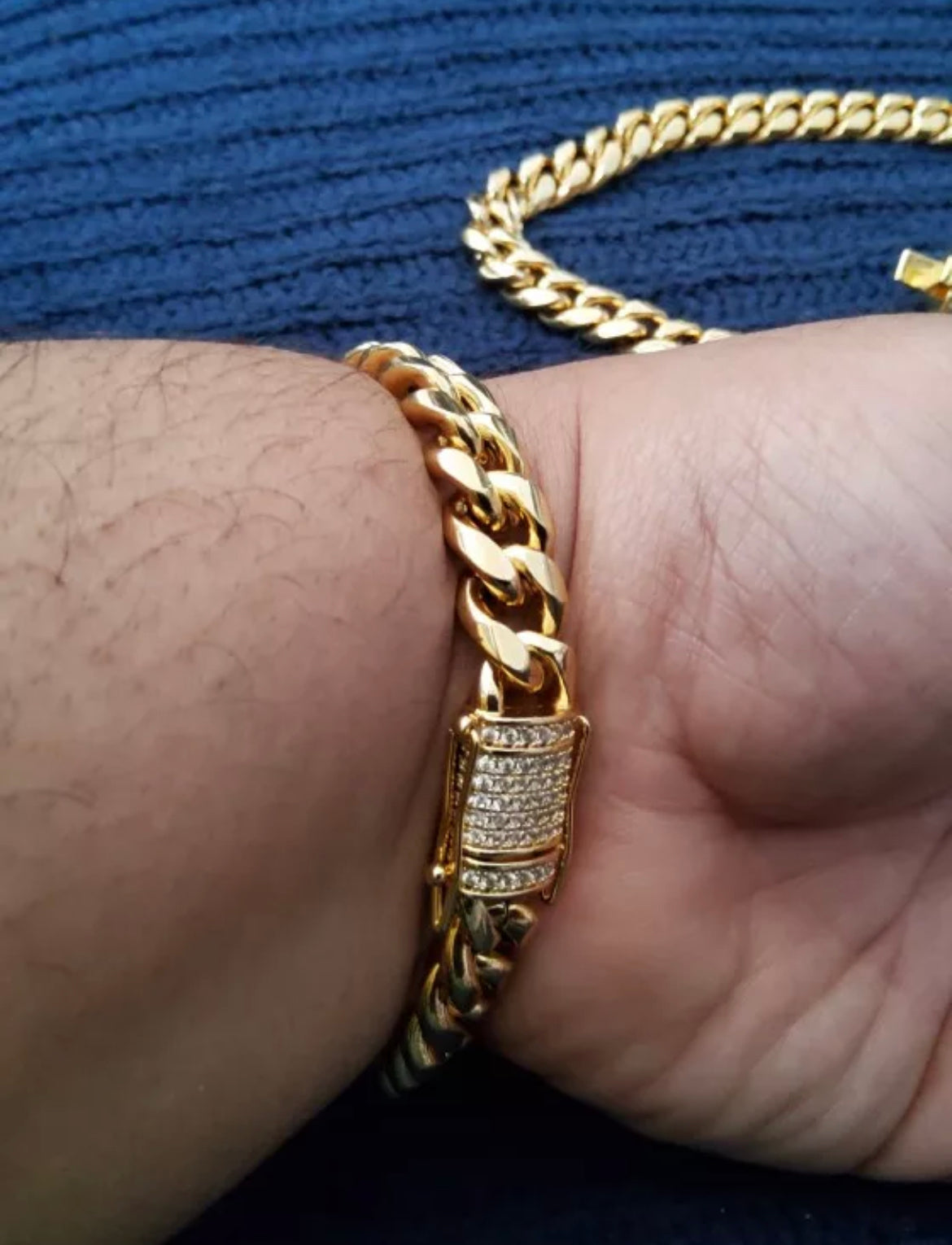 Cuban Link Pave Clasp Bracelet