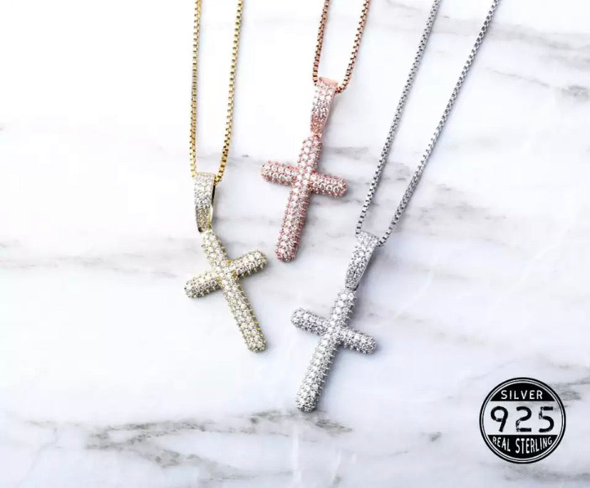 925 Silver Mini Pave Cross