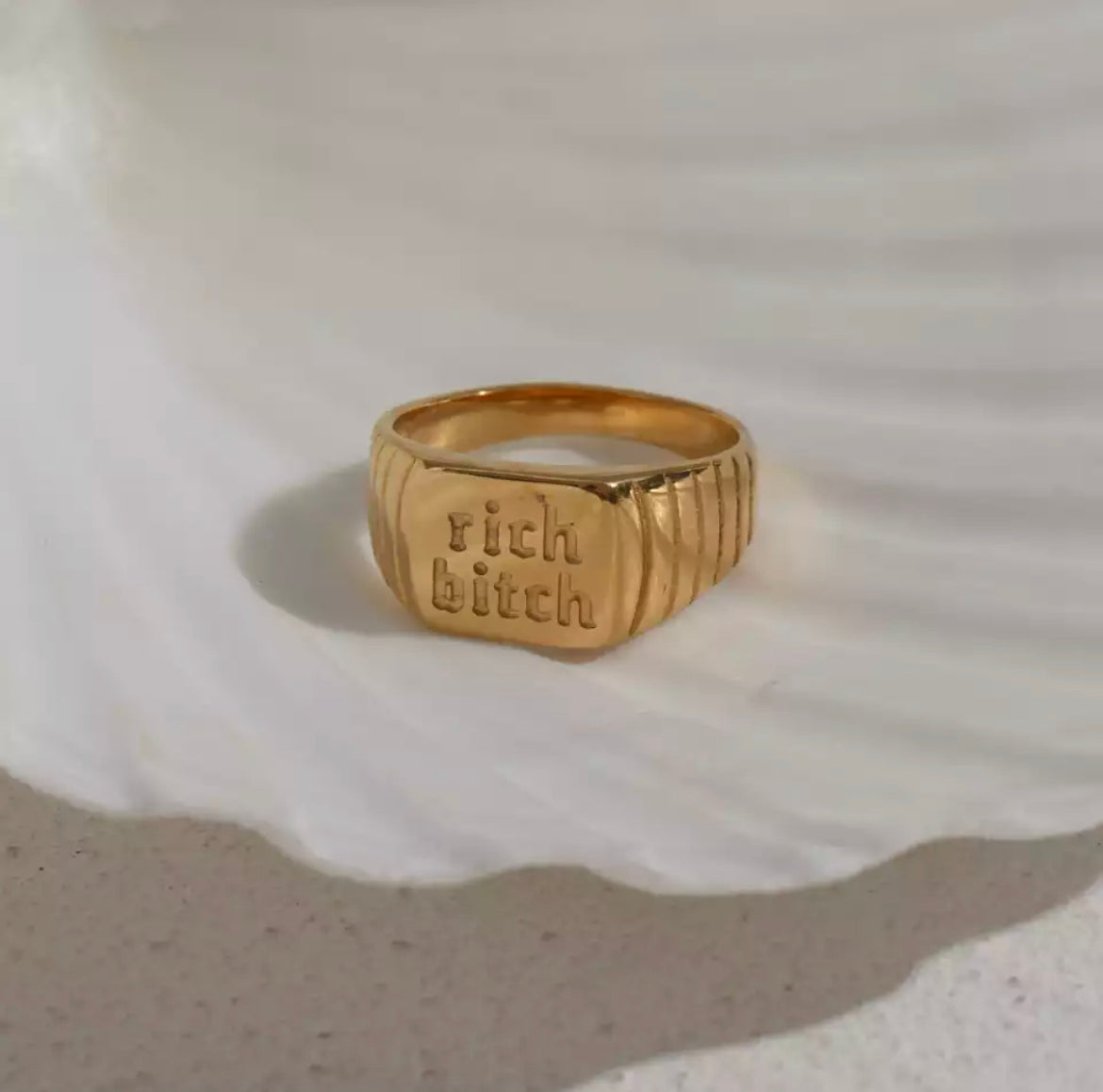 Engraved Rich Bitch Ring