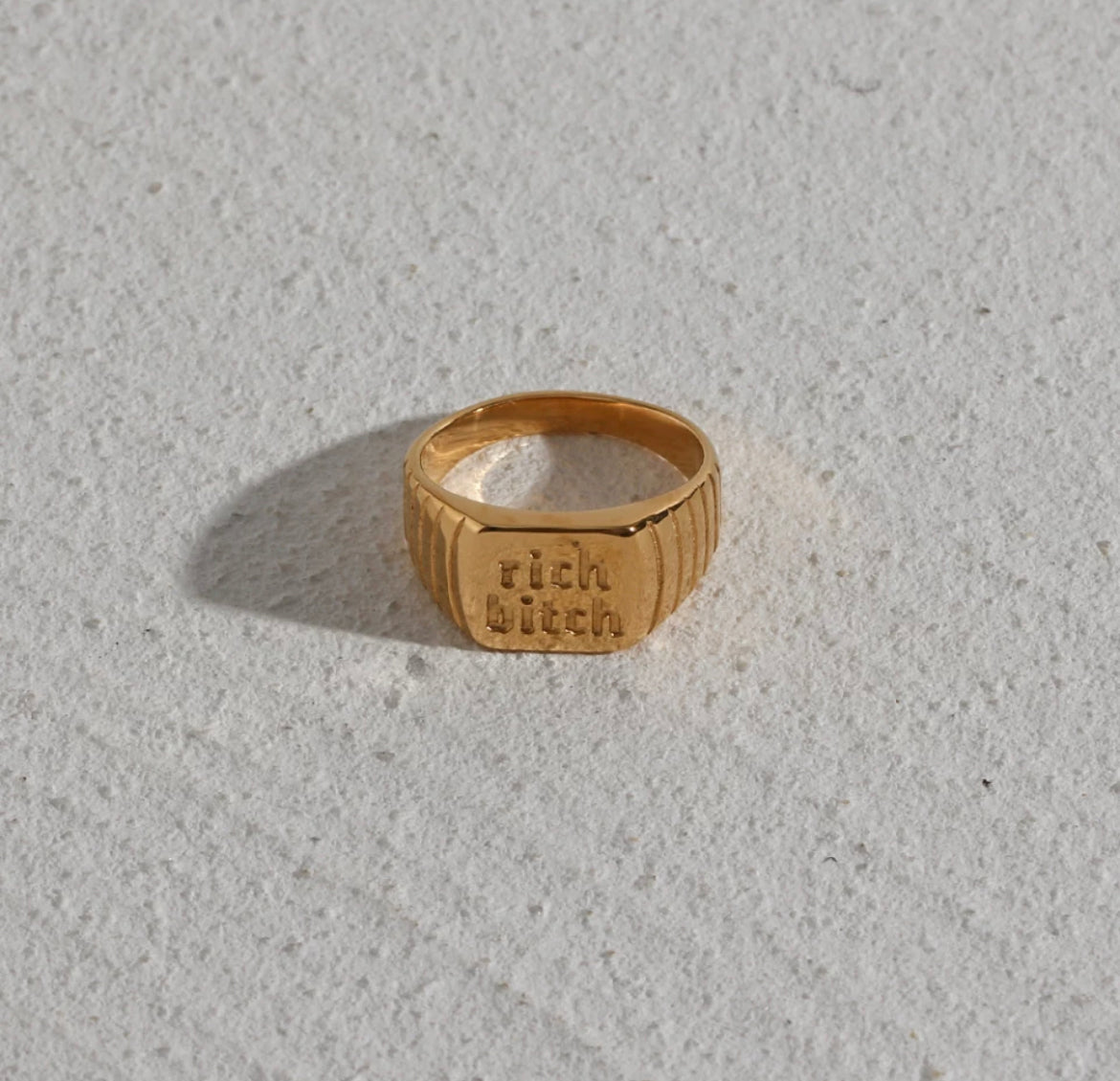Engraved Rich Bitch Ring