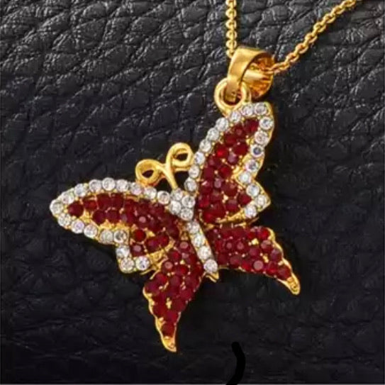 Crimson Butterfly Necklace